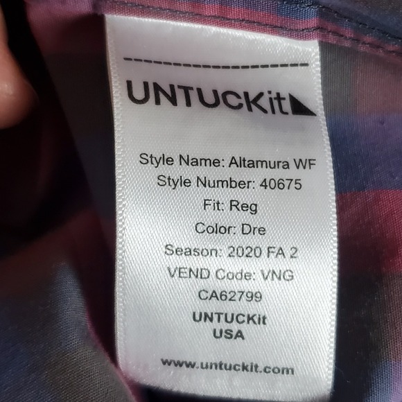UNTUCKit Altamura WF Men's Button Up Shirt Large Long Sleeve Blue Red Plaid - Picture 10 of 14